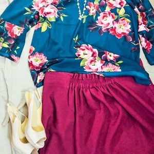 A New Day Crimson Pleated Skirt